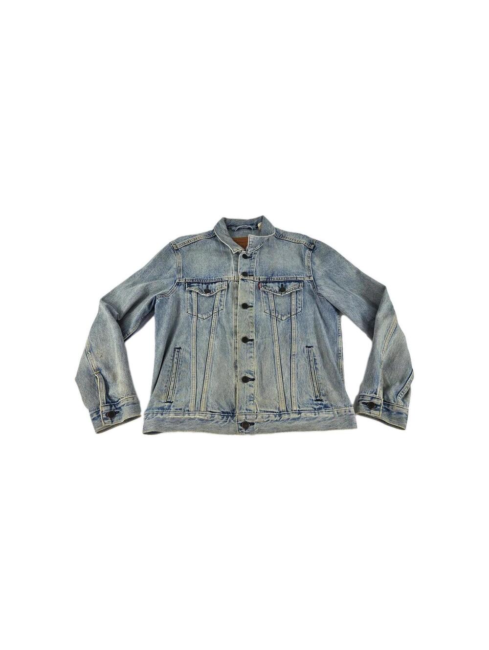 Levis Denim Trucker Jacket Size L Blue Distressed Levi's Button Acid Washed